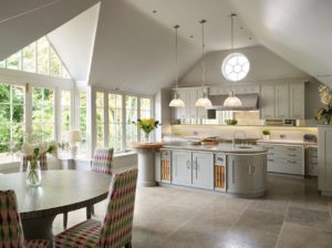 green kitchen island